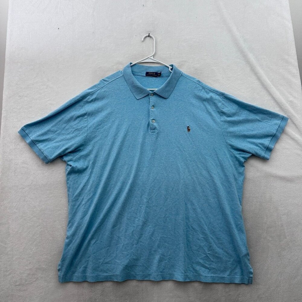 Polo Ralph Lauren Polo Shirt Mens 3XLT Tall Blue Flesh Pony Preppy Casual